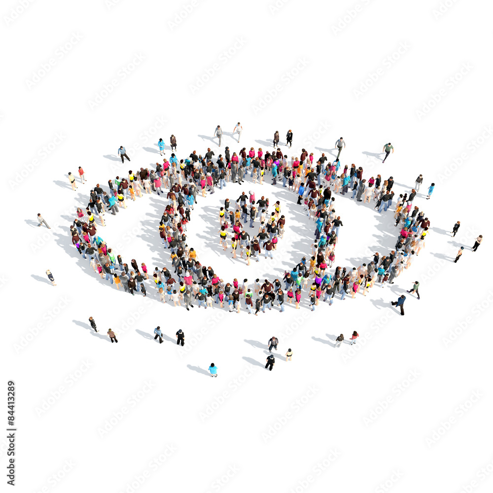 people in the shape of eye. people in the shape of eye.