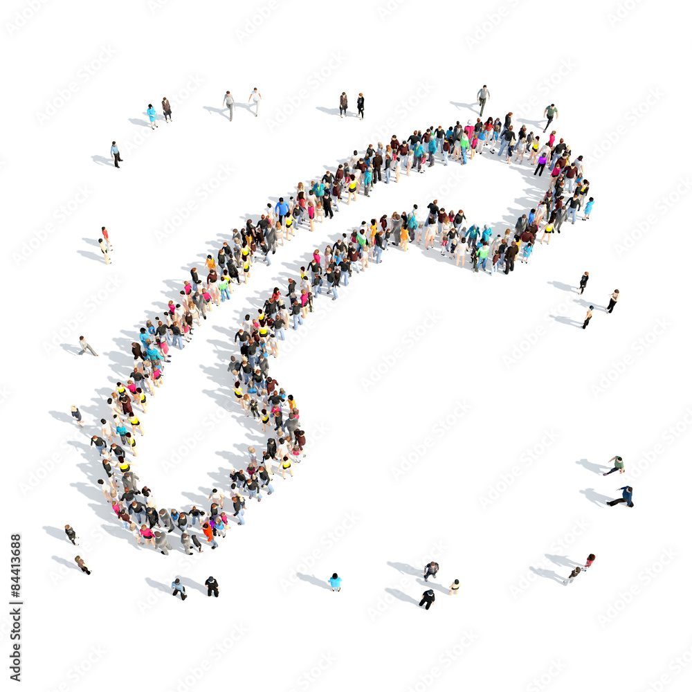 people in the shape of a handset. people in the shape of a handset.