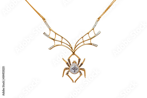 golden necklace on a white