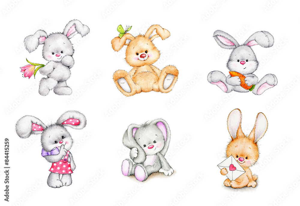 Set of cute bunnies Set of cute bunnies