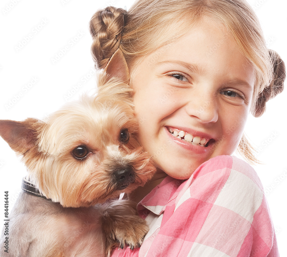 young girl smiling holding a cute puppy young girl smiling holding a cute puppy