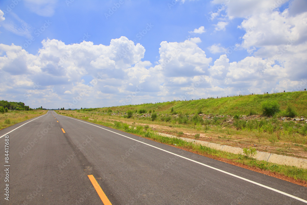 Stock Photo - Road and cloud on blue sky.