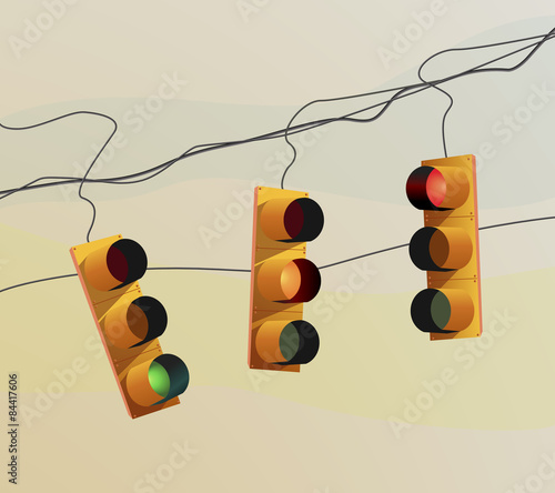 Traffic lights and sunset