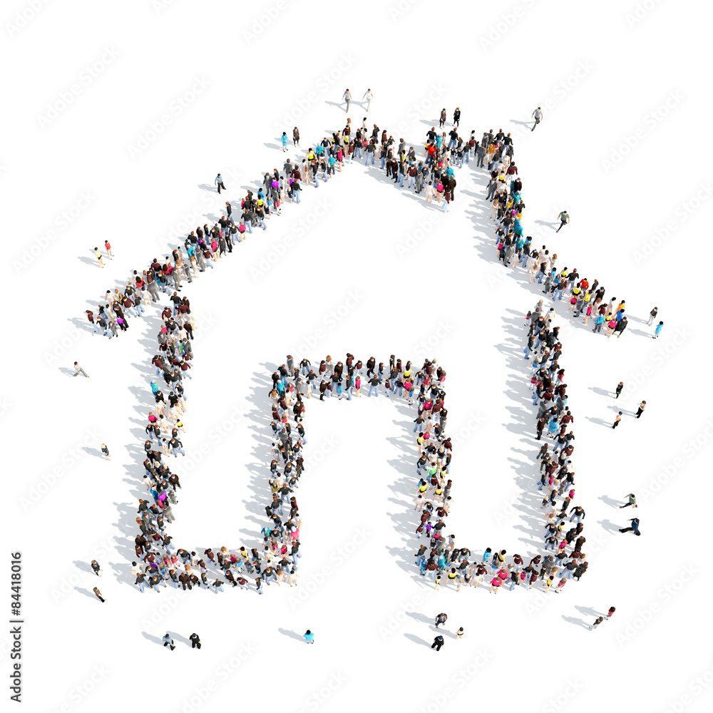 people in the shape of a house. people in the shape of a house.