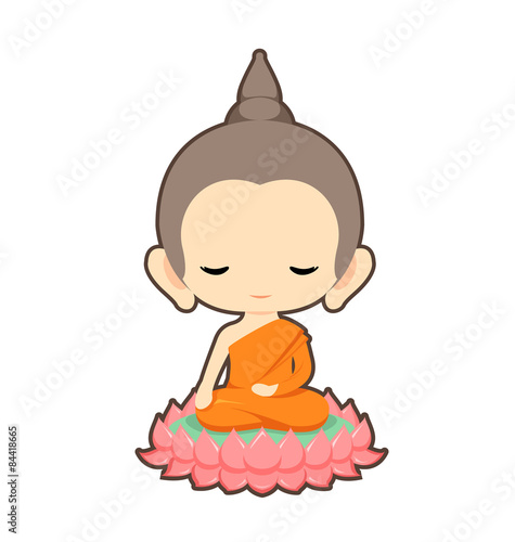 Buddha sitting on lotus flower character design