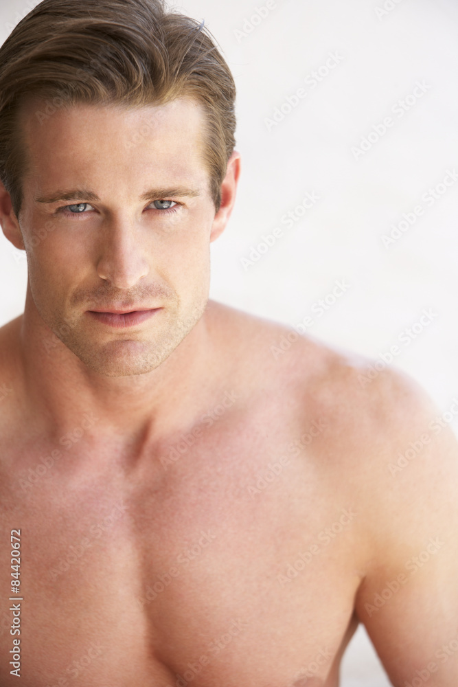 Portrait Of Bare Chested Young Man Portrait Of Bare Chested Young Man