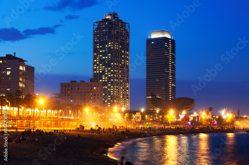 Beach in  twilight. Barcelona