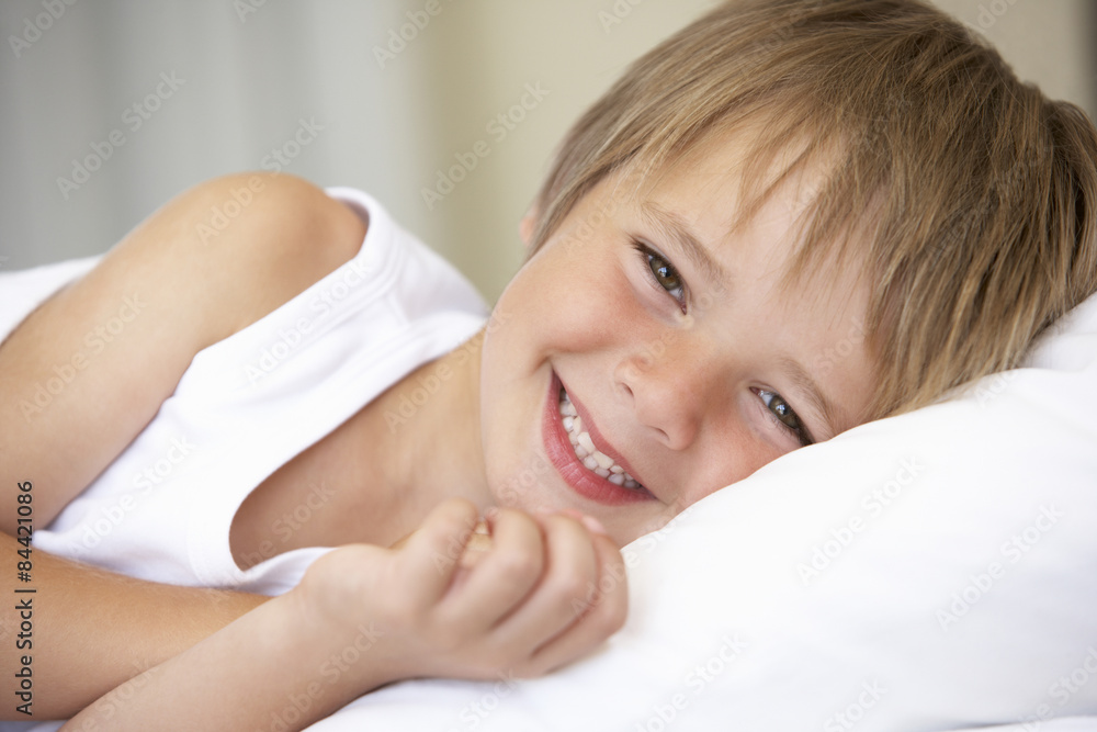 Young Boy Resting In Bed Young Boy Resting In Bed