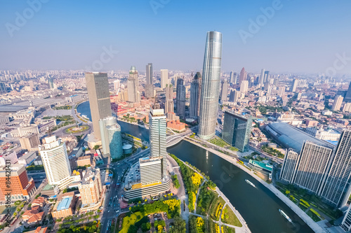 aerial view of tianjin skyline in the afternoon