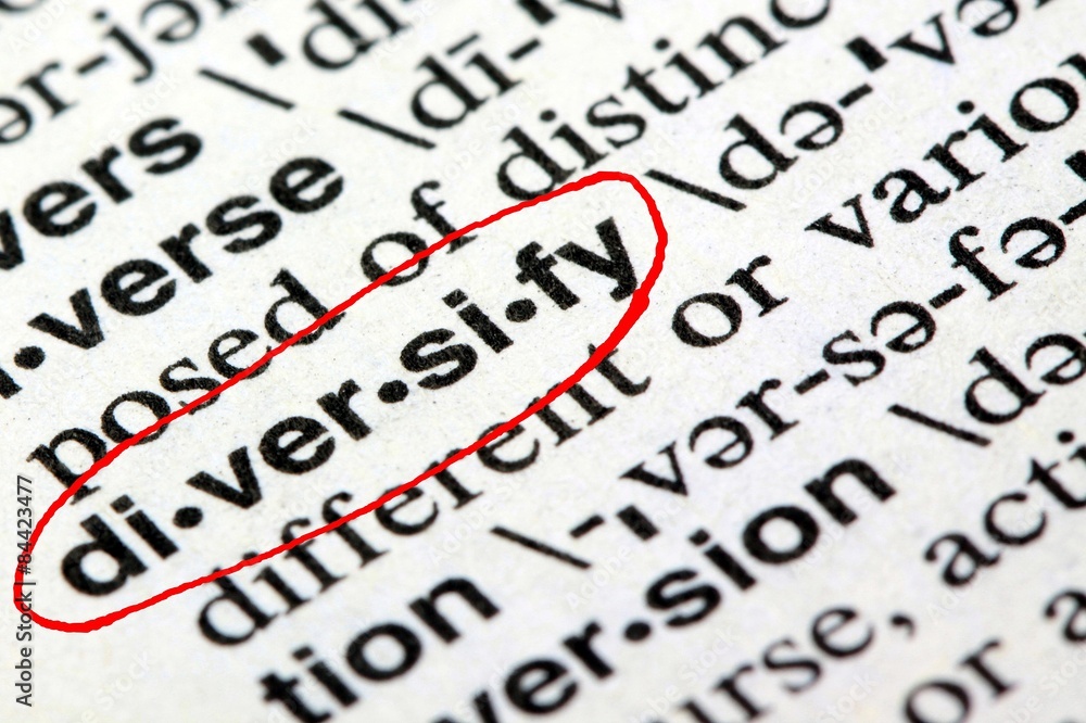 Obraz premium Closeup of the word diversify in the English dictionary