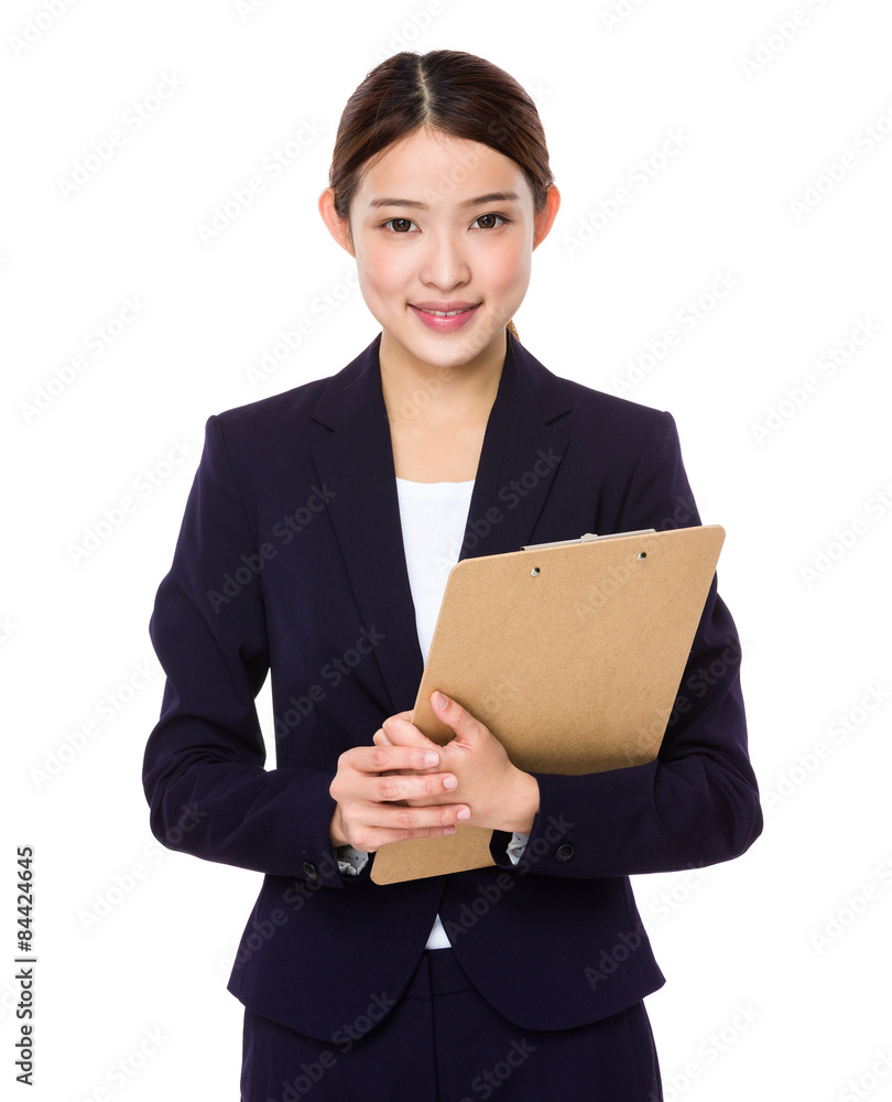 Young businesswoman holding with file pad Young businesswoman holding with file pad