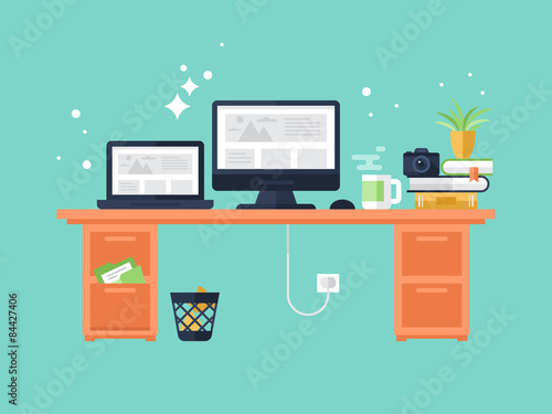 Flat modern design for office workplace