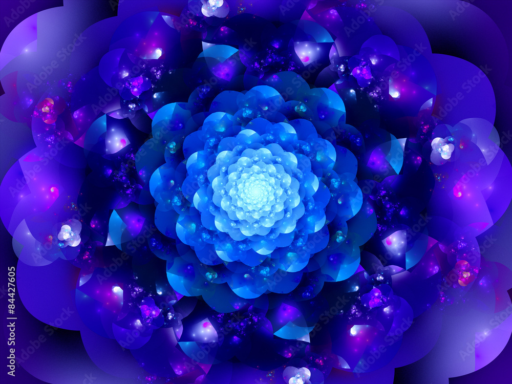 Fototapeta premium Magical blue glowing space mandala