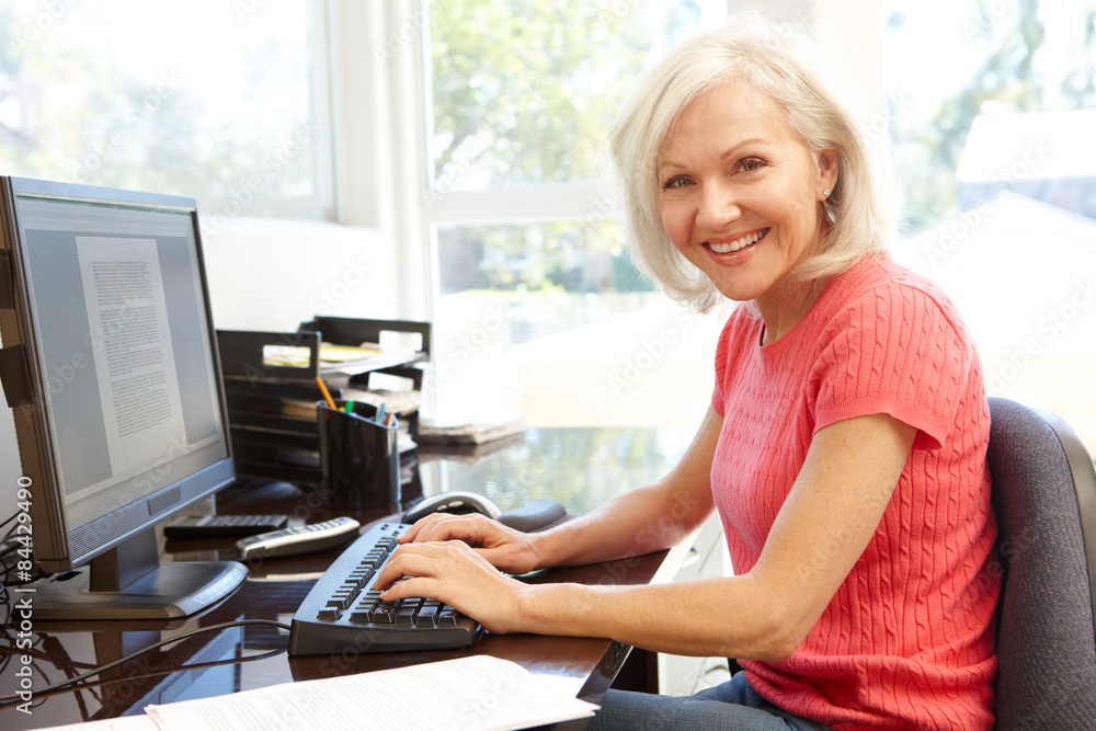 Woman working in home office
