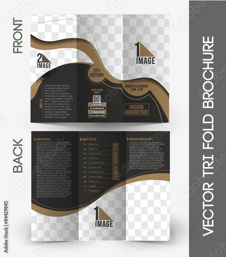 Fashion Hairdresser Tri-Fold Mock up & Brochure Design.