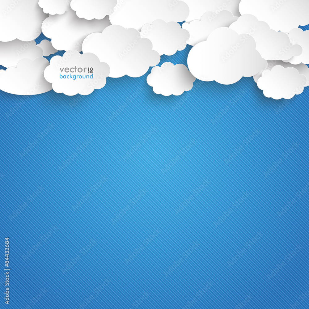 Paper Clouds Striped Blue Sky Paper Clouds Striped Blue Sky