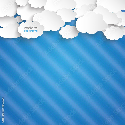 Paper Clouds Striped Blue Sky