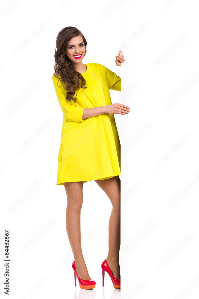 Smiling Woman Posing with Big Copy Space Smiling Woman Posing with Big Copy Space