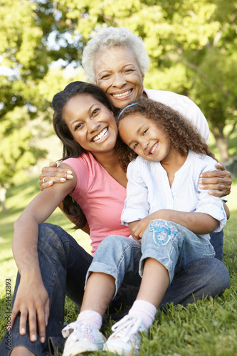 African American Grandmother, Mother And Daughter Relaxing In Park © Monkey Business