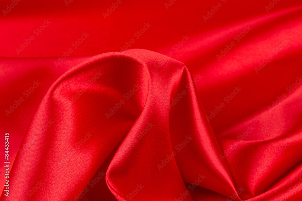 Red silk drapery. Close up. Red silk drapery. Close up.