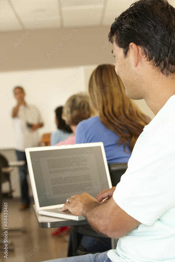 Mature student in class