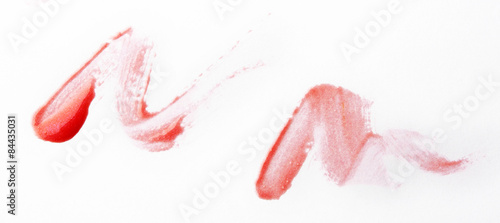 Fotografie, Obraz Red lip gross brush stroke on white background