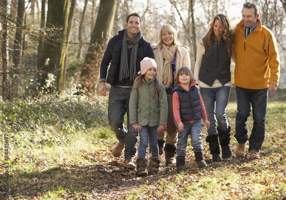 3 Generation family on country walk in winter 3 Generation family on country walk in winter