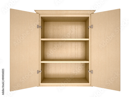 Photography 3d illustration of empty cupboard