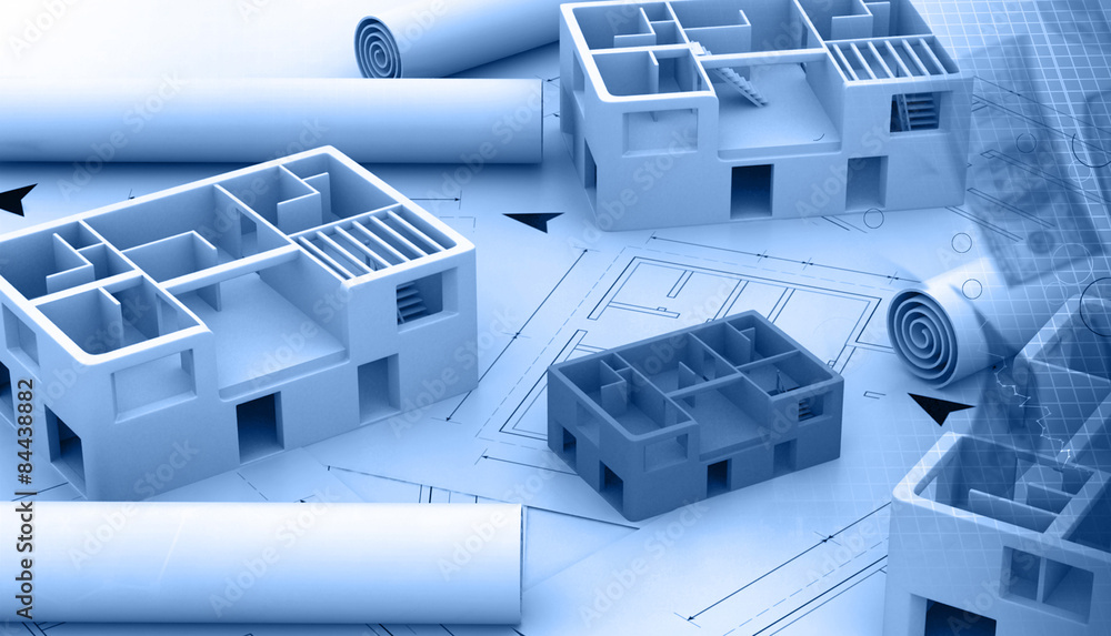 Blue print of a architectural project Blue print of a architectural project