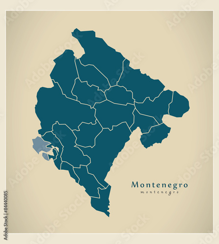 Billede på lærred Modern Map - Montenegro with regions ME