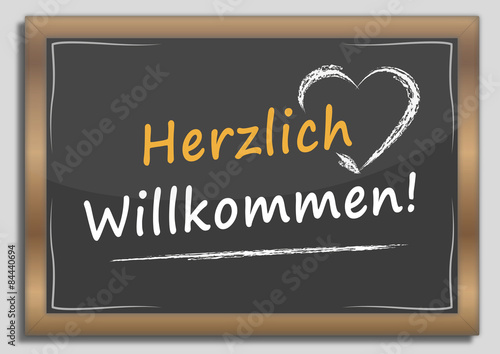 Schreibtafel Herzlich Willkommen!