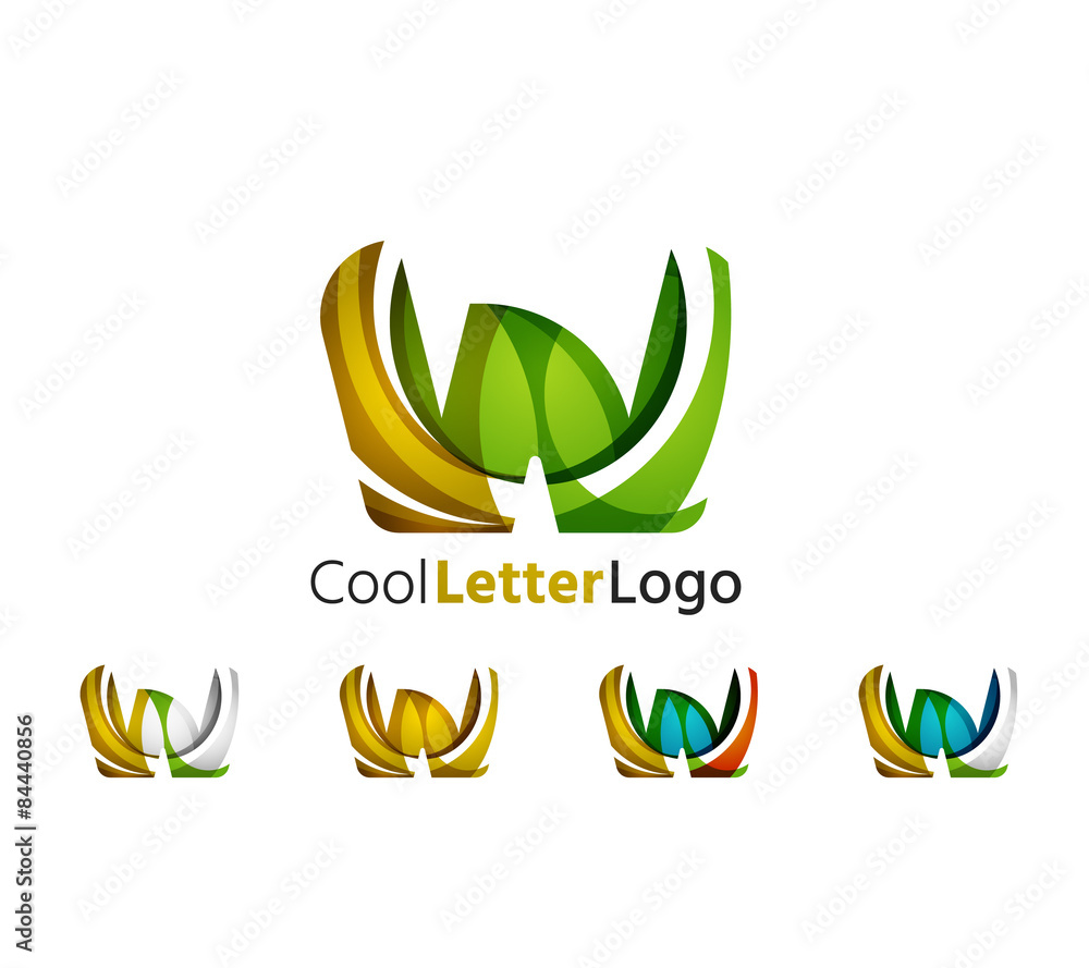 Set of abstract W letter company logos. Business icons Set of abstract W letter company logos. Business icons