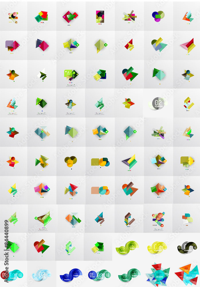 Geometric banners, templates, layouts. Paper graphics. Mega