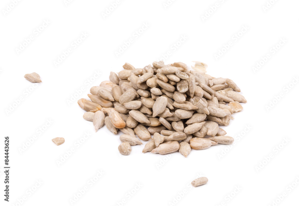 Bunch of pelled sunflower seeds.