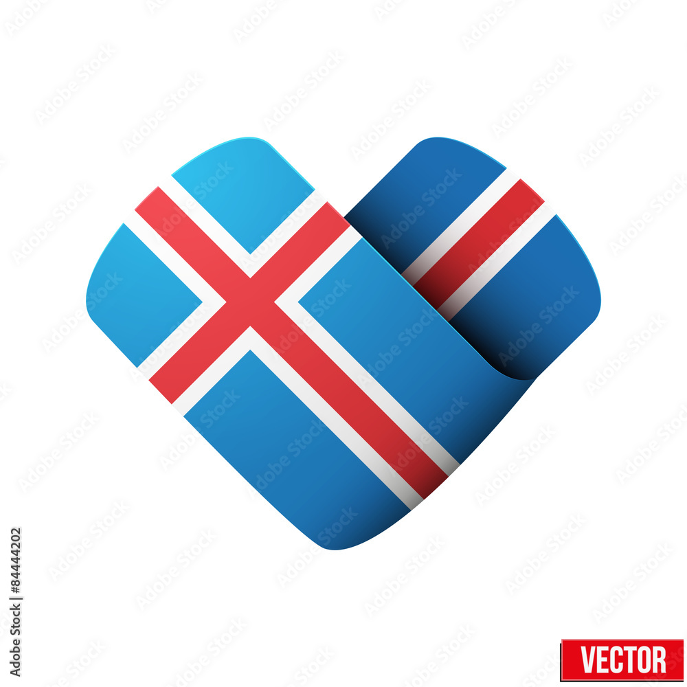 Obraz premium Flag icon in the form of heart. I love Iceland.