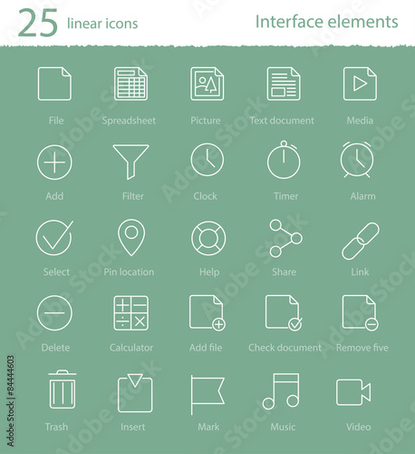 25 linear icons set