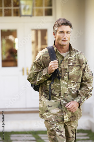 Soldier Returning To Unit After Home Leave