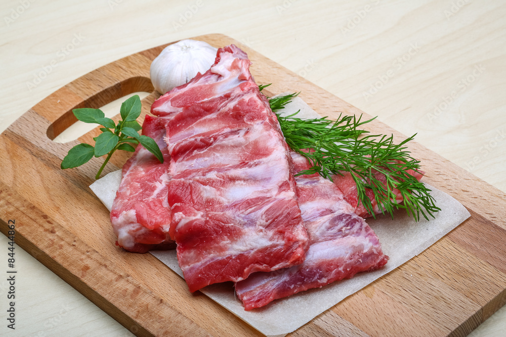 Raw pork ribs