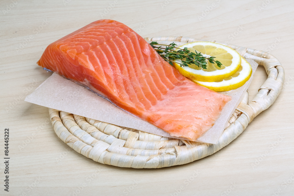 Salted Salmon on the wood background Salted Salmon on the wood background