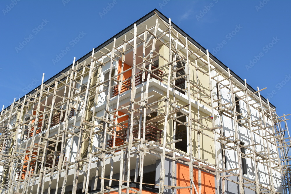 Fototapeta premium Building scaffolding for painting
