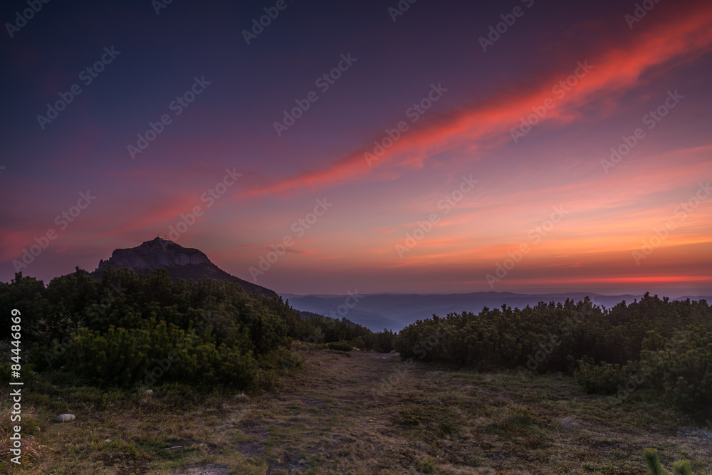 Sunrise over the mountains peak