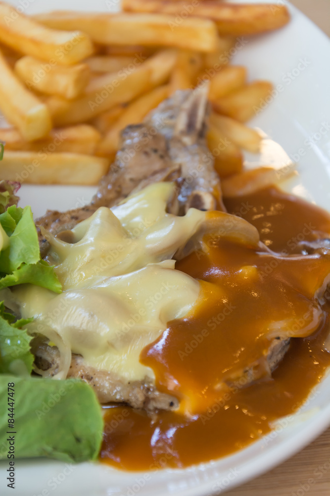 pork chop steak with cheese and black pepper mushroom gravy pork chop steak with cheese and black pepper mushroom gravy
