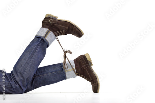 Shoelace prank photo