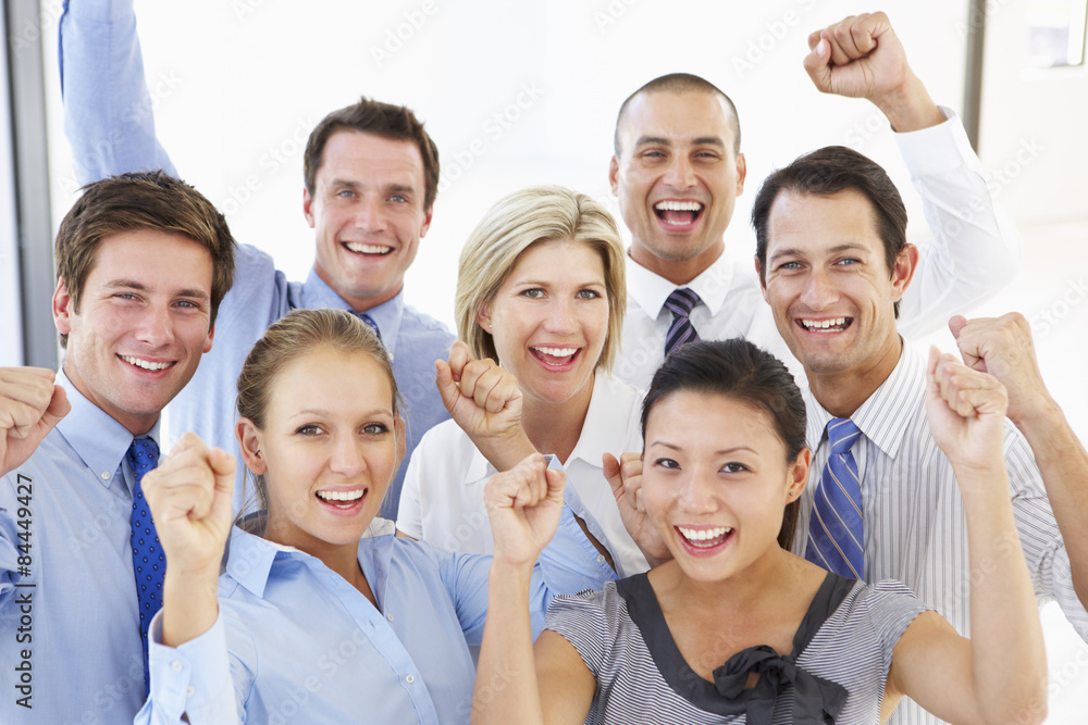Elevated View Of Happy And Positive Business People Elevated View Of Happy And Positive Business People