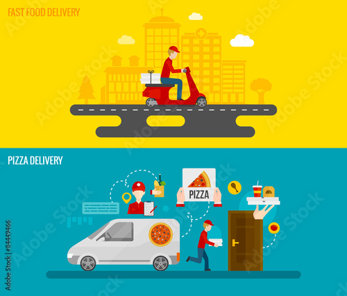 Fast food and pizza delivery banners 