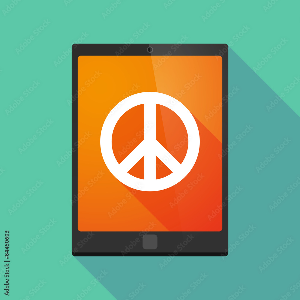 Tablet pc icon with a peace sign Tablet pc icon with a peace sign