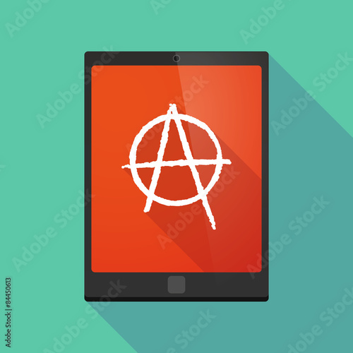 Tablet pc icon with an anarchy sign