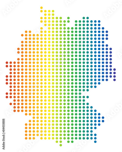 Deutschlandkarte - gepunktet in den Regenbogenfarben