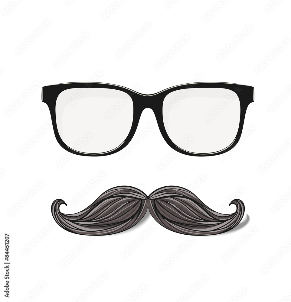 Vector hipster glasses and drawn mustache Vector hipster glasses and drawn mustache