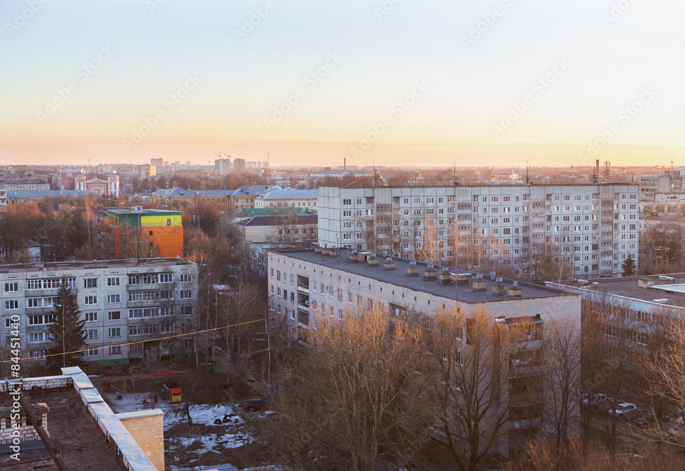 Sunset over the city of Tver, Russia